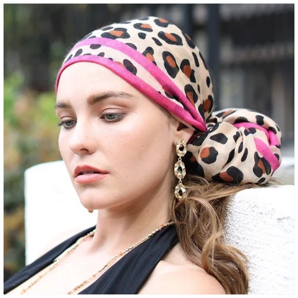 Leopard Print Versatile Wrap Hair Neck Scarf Sarong One Size - Picture 4 of 8